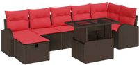 vidaXL Tuinbank Set 8-delig Bruin Polyrattan
