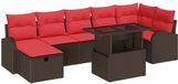 vidaXL Tuinbank Set 8-delig Bruin Polyrattan