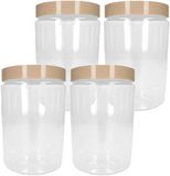 Plasticforte Keuken Voorraadpot - 4x - bewaarpot - 450 ml - kunststof - oudroze - 7 x 13 cm