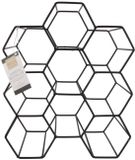 HOME DECO FACTORY Wijnrek - zwart - 9 flessen - honinggraatvorm