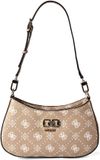 GUESS Emelie Logo Top Zip Schoudertas Biscotti Logo Taupe