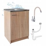 STAMAR Keukenkast 60cm met Wastafel + Wastafelkraan - Eik Sonoma