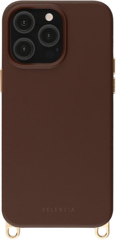 Selencia Rivièra MagSafe Backcover met afneembare haakjes voor de Apple iPhone 14 Pro - Choco Brown