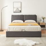 en.casa Tweepersoonsbed Lunner met bedbodem 204x146x96 cm donkergrijs