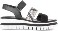 Gabor - Dames - Platte sandalen - Leer - Klittenband - Zwart/Wit