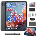 Blackview Tablet 12.7 Inch MediaTek G100 Gemini AI Link 8, 2K+ FHD 2160*1600 90Hz 18GB RAM+256GB ROM Android 15/PC-modus/8400mAh/Widevine L1/Face ID/16MP+13MP/GPS Gaming Tablets met Toetsenbord en Pen
