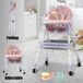 Chaise haute pliable 3-en-1 - Chaise repas pour bébé - Convient pour 1-2 ans - Double plateau - Rangement pour jouets - Antidérapant - Rose graffiti