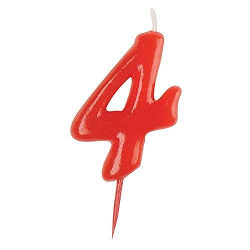 Dekora Verjaardagskaars Nummer 4 Rood voor Taarten 7,5 cm