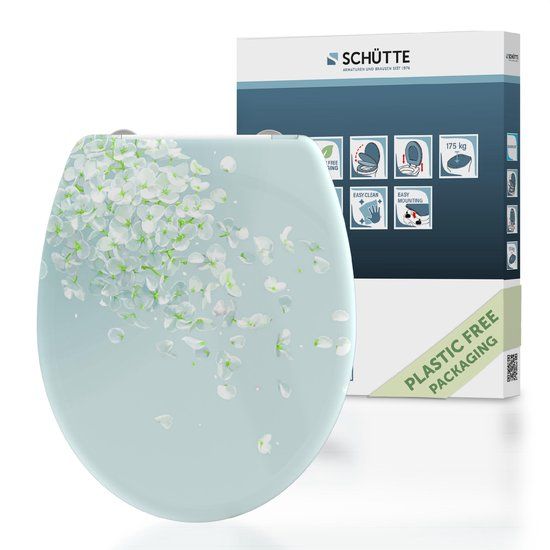 SCHÜTTE WC-Bril 82381 FLOWER IN THE WIND - Duroplast - Soft Close - Afklikbaar - Grijs