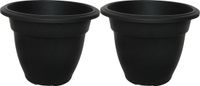 Whitefurze Pot de fleurs d'extérieur/pot de fleurs/planter - 2x - noir - plastique - D30 x H23 cm