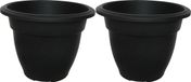Whitefurze Pot de fleurs d'extérieur/pot de fleurs/planter - 2x - noir - plastique - D30 x H23 cm