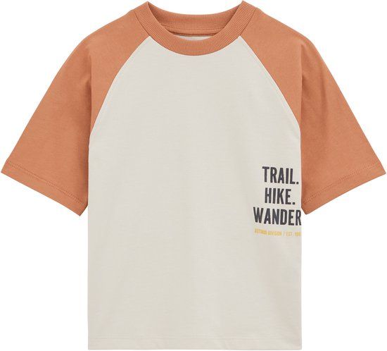 WE Fashion Jongens T-shirt met print Oranje Katoen Maat 98/104