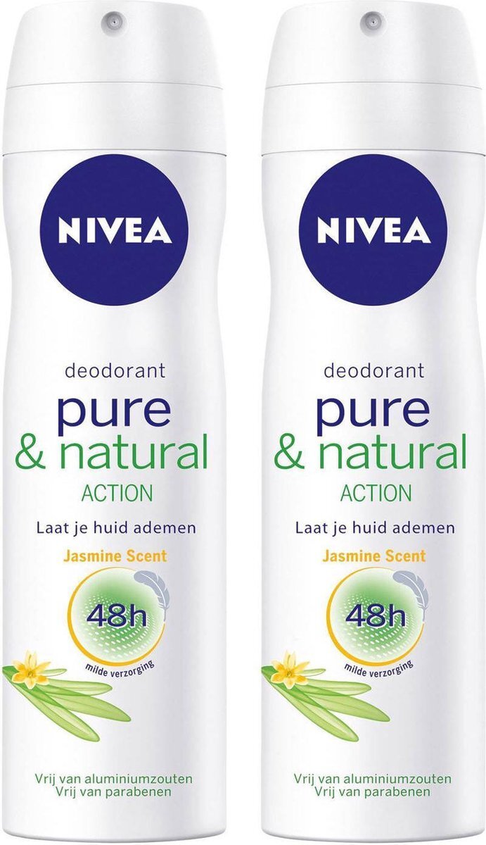 Nivea Deodorant Spray Pure & Natural Jasmine Sent - 2 x 150 ml