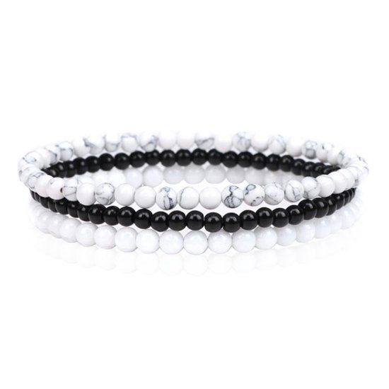 Memphis Stacked Dames Armbanden set - White-17cm