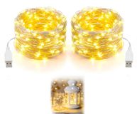 Guirlande lumineuse LED, 5 mètres, 50 LED blanc chaud, connexion USB, flexible