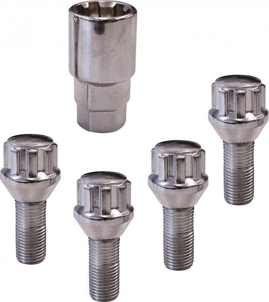 Anti Diefstal wielbouten - Conisch - 4 X M12 X 1.5 X 26mm - Zilver - Universeel