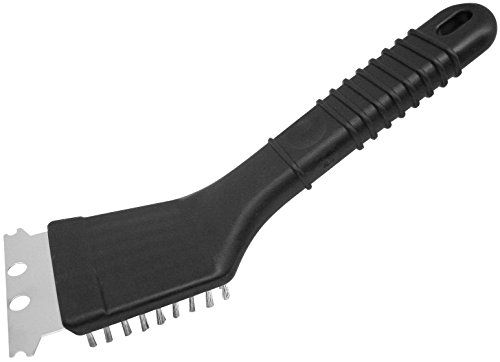FACKELMANN 41586 reinigingsborstel voor barbecue met schraper 22 cm van kunststof/roestvrij staal/messing, zwart