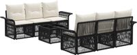 vidaXL Tuinbank Set 7-delig Zwart Polyrattan