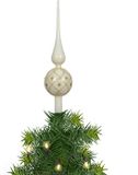 Decoris Kerstboom piek gedecoreerd - Creme Wit/Goud - Glas - 31 cm