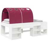 vidaXL Bedframe met tunnel met plank 3 st Wit en Rood Bewerkt hout