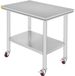 Latios RVS Keuken Werktafel - Voedselbereidingstafel - 91 x 60 x 85 cm - 160 kg - Met wielen