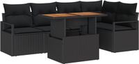 vidaXL Hoek loungeset 6-delig Polyrattan Zwart