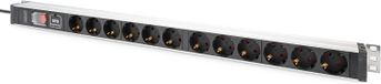 DIGITUS DN-95435 - Multiprise murale - 12 prises - Interrupteur et protection contre les surtensions