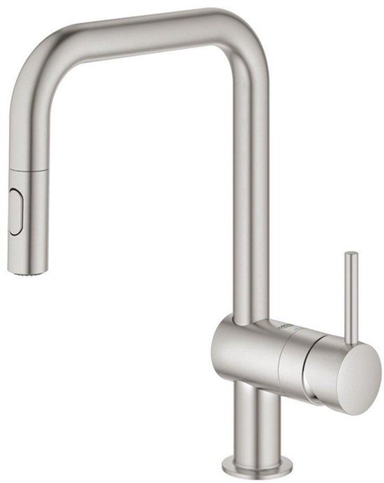GROHE Minta Keukenkraan - RVS (Supersteel) - Met Uittrekbare Handdouche - 2 Straalsoorten - 32322DC2