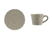 H&H Set 6 Tazze Caffè Celine In Stoneware Con Piatto Grigio Cc100