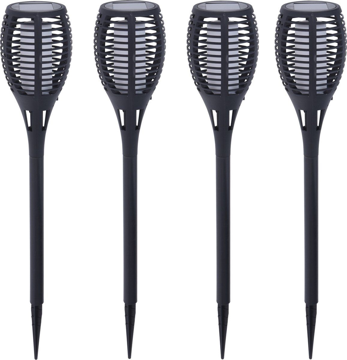 Garden Pro 8x Solar fakkels/toortsen vlam effect zwart tuinverlichting op zonne-energie 49 cm