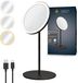 Northpoint LED-accu make-up mirror, 5x, 3 light colours, steplessly dimmable, touch control, metal housing, black
