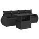 vidaXL 5-delige Loungeset met Kussens, Zwart, Poly Rattan