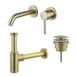 Fortifura Calvi Slim Wastafelkraanset - inbouw wastafelkraan - klikwaste plug - design sifon - PVD - geborsteld messing (goud)