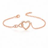 LGT JWLS Rosegoudkleurige Verstelbare Dames Armband met Hart, Infinitysymbool en Witte Zirkonia