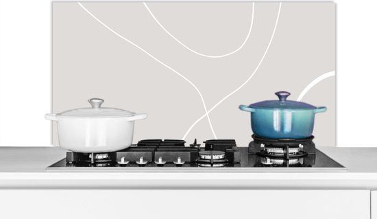 KitchenYeah Spatscherm keuken - Line art - Abstract - Minimalisme - Pastel - 100x50 cm - Aluminium