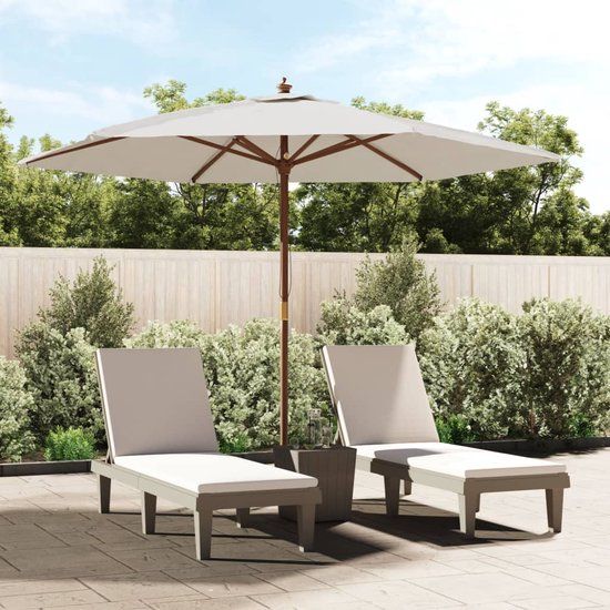 vidaXL - Parasol - met - houten - paal - 299x240 - cm - zandkleurig