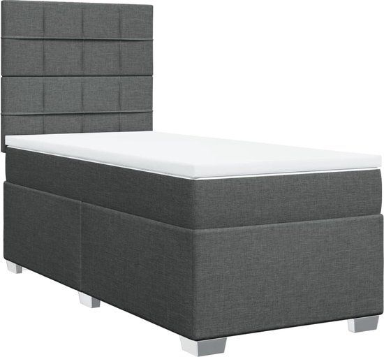 vidaXL Boxspring met matras stof donkergrijs 80x200 cm