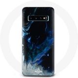 Maniacase Hoesje voor Samsung Galaxy s10 plus Rookwolken in blauw grijs en zwart op zwarte achtergrond