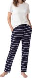 Schiesser Dames pyjama Mix & Relax, gestreept, korte mouw, donkerblauw / crème, 95% Katoen, 5% Elastaan, Maat 38