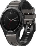 By Qubix Qubix - Geschikt voor Garmin bandje - 26mm Quickfit - leer + siliconen bandje - Grijs - Geschikt voor Garmin Fenix 7X / 6X / 5X