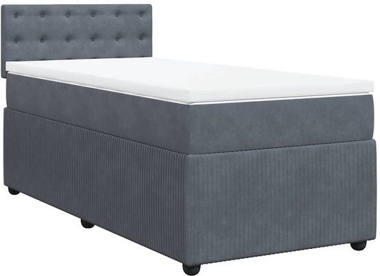 vidaXL Boxspring met matras fluweel donkergrijs 100x200 cm