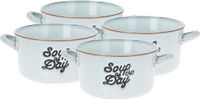 Excellent Houseware Soepkommen/serveer schaaltjes - 4x - porselein - 500ml - lichtblauw - met oor