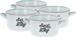 Excellent Houseware Soepkommen/serveer schaaltjes - 4x - porselein - 500ml - lichtblauw - met oor