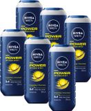 NIVEA MEN Power Refresh Douchegel Mannen - 3-in-1 Shower Gel - Shampoo - Voordeelverpakking - 6 x 250 ml