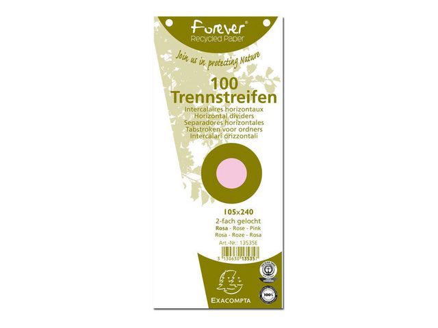 Exacompta Scheidingsstroken trapezium 180 g/m², gerecycled, met perforatie, roze