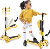 Hurtle Kinderstep - 3 Lichtgevende LED Wielen - Opvouwbare Scooter met Verstelbare Hoogte, Antislip Platform - Geel