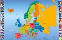 Exacompta 29795E Bureauonderlegger met PVC-coating - Europa Kaart - 37,5 x 57,5 cm