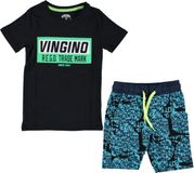 Vingino Walberto Jongens Shortama - Deep Black - Maat 110-116