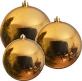 Decoris Grote gouden kerstballen 3x st - 14/20/25 cm - glans kunststof