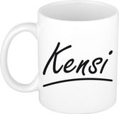 Bellatio Decorations Kensi Naam koffiemok - beker - met sierlijke letters - wit